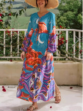 Load image into Gallery viewer, Star and Moon Print,Boho Maxi Dress,Beach Bohemian Dress