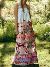 Load image into Gallery viewer, Peacock Floral Print,Bohemian Maxi Skirts,Boho Skirts