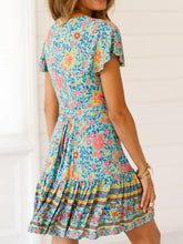 Load image into Gallery viewer, Wrap Mini Dress, Boho Sundress,Floral Print