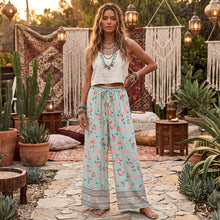 Load image into Gallery viewer, Green Floral Print ,Bohemian Pant , Rayon Boho Pants