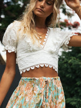 Load image into Gallery viewer, White Lace Hollow Out ,Bohemian Blouses , Boho Shirts