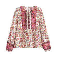 Load image into Gallery viewer, Boho Blouse Shirt,Bohemian Blusas,Floral Print