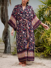 Load image into Gallery viewer, Floral Print,Bohemian Kimono,Beach Robe Bikini Cover-ups