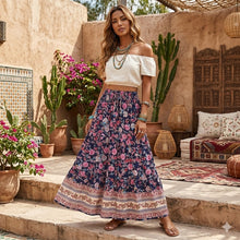 Load image into Gallery viewer, Beach Bohemian Floral Print , High Elastic Waist ,Boho Maxi Skirts