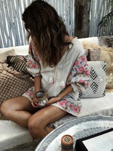 Load image into Gallery viewer, Linen Boho Dress,Flower Embroidery ,Bohemian Dress