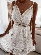 Load image into Gallery viewer, White Hollow Out ,Boho Mini Dress,Bohemian Sundress