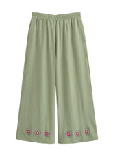 Load image into Gallery viewer, Wild Floral Embroidery ,Bohemian Wide Leg Pants,Boho Trousers