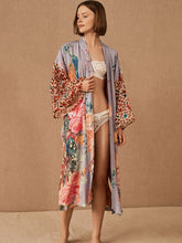 Load image into Gallery viewer, Floral Print Kimono,Bohemian Cover-ups,Boho Robe