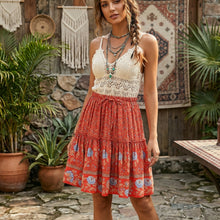 Load image into Gallery viewer, Floral Print Beach ,Bohemian Pleated Skirt,Boho Mini Skirt