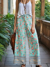 Load image into Gallery viewer, Green Floral Print ,Bohemian Pant , Rayon Boho Pants