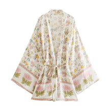 Load image into Gallery viewer, Multi Floral Print, Boho Kimono, Bohemian Short Robe Kimono