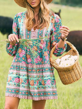 Load image into Gallery viewer, Floral Print ,Bohemian Mini Dress,Boho Sundresses
