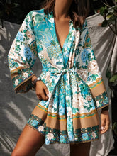Load image into Gallery viewer, Peacock Floral Print,bohemian Robe,Boho Kimono