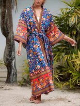 Load image into Gallery viewer, Bohemian Kimono Maxi Robe ,Boho Cover-up