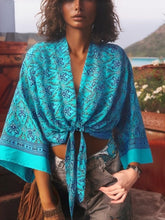 Load image into Gallery viewer, Bohemian Kimono, Boho Bikini Cover-ups,Red Floral Print