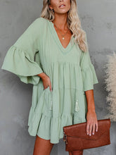 Load image into Gallery viewer, Lace-up Tassel, Bohemian Mini Dress , Boho Sundresses