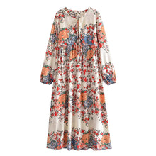 Load image into Gallery viewer, Multi Floral Print, Bohemian Maxi Dress, Boho Dress