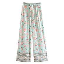 Load image into Gallery viewer, Green Floral Print ,Bohemian Pant , Rayon Boho Pants