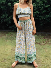 Load image into Gallery viewer, Boho Sets,Long Pants and Tops,Green Floral Print