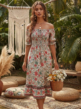 Load image into Gallery viewer, Boho Dress,Off Shoulder Sundress,Beach Midi Dress