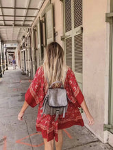 Load image into Gallery viewer, Red Floral Print,Vacation Mini Dress, Boho Sundress