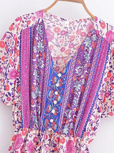 Load image into Gallery viewer, Maxi Dress, Boho Dress,Purple Floral Print