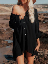 Load image into Gallery viewer, Bohemian Mini Dress,White Boho Shirt Dress