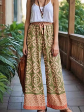 Load image into Gallery viewer, Geometric Floral Print ,Wide Leg Bohemian Pants , Boho Pant Pockets