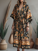 Load image into Gallery viewer, Floral Horse Print ,boho Kimono ,Bohemian Robe