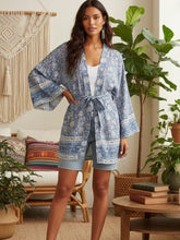 Load image into Gallery viewer, Porcelain Floral print ,Bohemian Cover-ups ,Boho Kimono