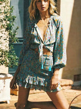 Load image into Gallery viewer, Boho Blouse, Vintage beach Shirt,Floral print