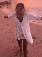 Load image into Gallery viewer, Lace White,Bohemian Dress Shirt, Boho Bikini Cover-up