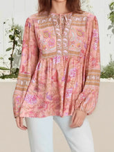 Load image into Gallery viewer, Pink Floral Print,Bohemian Shirt ,Boho Blouse