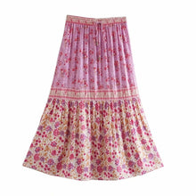 Load image into Gallery viewer, Pink Floral Printed,Midi Skirt,Boho Skirt