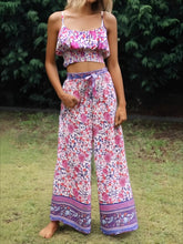 Load image into Gallery viewer, Pink Floral Print Suits,Boho Sets Outfits