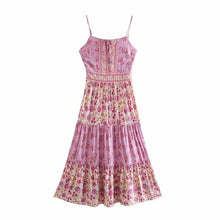 Load image into Gallery viewer, Pink floral print,Boho sundress,Boho maxi dress