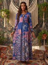 Load image into Gallery viewer, Star and Moon Print,Boho Maxi Dress,Beach Bohemian Dress