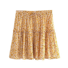 Load image into Gallery viewer, Bohemian Mini Skirts,Boho Skirt,Yellow Flower Print