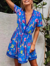 Load image into Gallery viewer, Peacock Floral Bird Print,Bohemian Mini Dress,Boho Sundresses