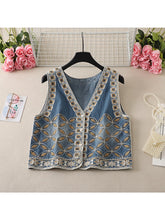 Load image into Gallery viewer, Denim Embroidery ,Suspender Vest ,Sequin Vest Waistcoat