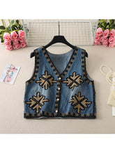 Load image into Gallery viewer, Denim Embroidery ,Suspender Vest ,Sequin Vest Waistcoat