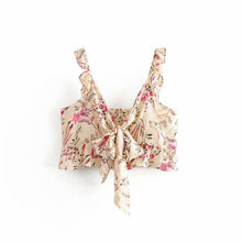 Load image into Gallery viewer, Boho Tops,Gypsy Green Floral ,Bow Tie Tanks