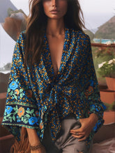 Load image into Gallery viewer, Bohemian Kimono, Boho Bikini Cover-ups,Red Floral