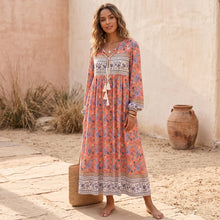 Load image into Gallery viewer, Wild Floral Print,Bohemian Maxi Dress,Boho Sundress