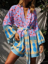 Load image into Gallery viewer, Floral Print Robe,Bohemian Kimono,Boho Cover-ups