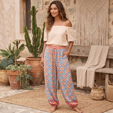 Load image into Gallery viewer, Green Floral Print ,Baggy Pants , Yoga Bloomers