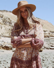 Load image into Gallery viewer, Pink floral print, Bohemian midi dress ,Boho sundress