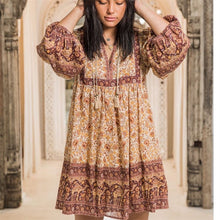 Load image into Gallery viewer, Pink floral print, Bohemian midi dress ,Boho sundress