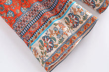 Load image into Gallery viewer, Red Floral Print Two Piece Outfits, Rayon Cotton Boho Sets