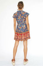 Load image into Gallery viewer, Bohemian Mini Dress, Boho Wrap Dress,Floral Print
